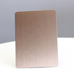 Høykvalitets rustfritt stål dekorativt ark 304 gullbørstet nr. 4 hårfestet sateng rustfritt stålplate