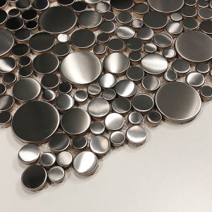 Silver pebble mosaic stainless steel metal mosaic Cobblestone shaped wall mosaic