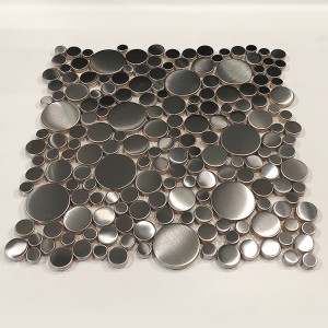 Silver pebble mosaic stainless steel metal mosaic Cobblestone shaped wall mosaic