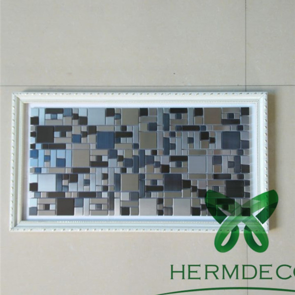 Diamond Shape Glass Metal Mosaic Stainless Steel For Designing Room-HM-MS054