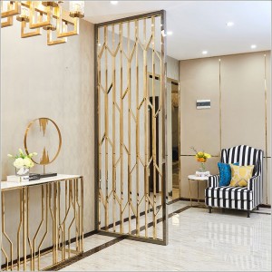 واڱڻائي-ڳاڙهي رنگ ليزر 3D Stainless نديم فن اسڪرين جو ڪمرو Dividerpartition Decorative-امام نسائي-PT004 لاء