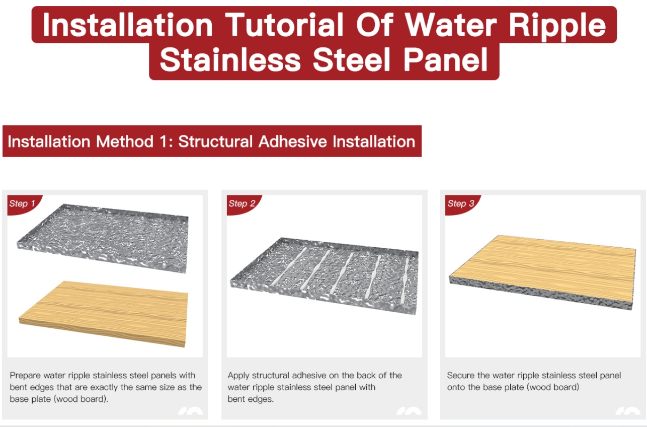 Installation Tutorial Of Water Ripple Stainless Steel Panel