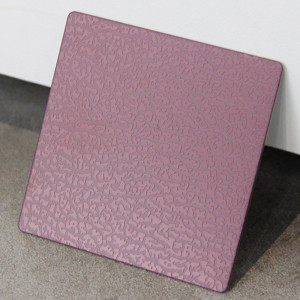 stainless steel embossed plate pvd color rose Red Leather grain embossed stainless steel sheet