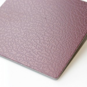 stainless steel embossed plate pvd color rose Red Leather grain embossed stainless steel sheet