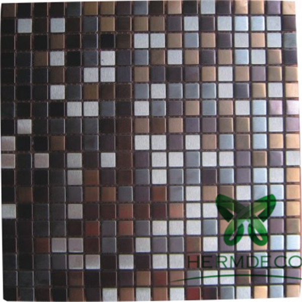Hot Sale Square Metal Mosaic Stainless Steel Sheet Tile Decor Wall Panel Bedroom-HM-MS006