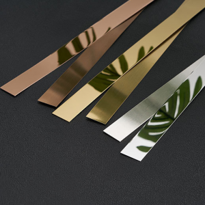 Factory Customized Flat Metal Stainless Steel Trim Strip Stainless Steel Self-Adhesive Flat Strip for Wall Ceiling Decoration