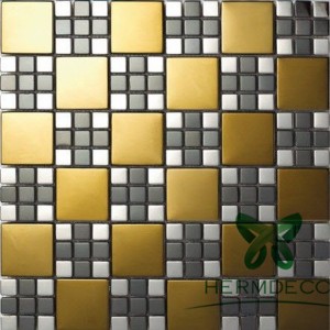 Foshan Glass Mosaic Wall Decoration Crystal Glass Stainless Steel 3D Broken Edage Mosaic Tile-HM-MS023