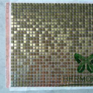 Glass Mix Metal Mosaic Stainless Steel And Diamond And Aluminium Mixed Mosaic Tiles-HM-MS043