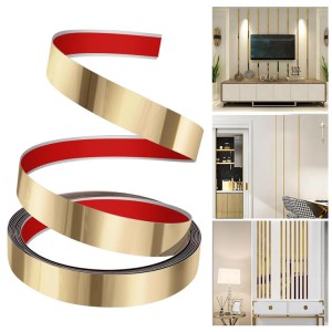 High Quality Modern Mirror Gold Stainless Steel Self-Adhesive Tile Strip Stainless Steel Flat Trim for Wall Decorative Tiles