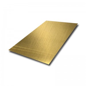 304 Stainless Steel Hairline Finish Champagne Gold Color Coating Metal Sheet for Hotel Wall Panel Skirting Line