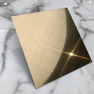 Without middleman hot sales factory 201 1219×2438 1.2mm gold cross hairline stainless steel sheet for kitchen wall panels