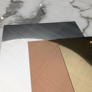 Without middleman hot sales factory 201 1219×2438 1.2mm gold cross hairline stainless steel sheet for kitchen wall panels