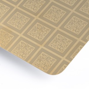 One top Building Materials 304 Gold Color Mirror Finish Etched Pattern Stainless Steel Metal Sheet for Clubbing Decoration