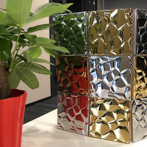 Hot sales golden color decorative stainless steel sheet 3d decor mosaic Stainless Steel Metal Sheet for decoration