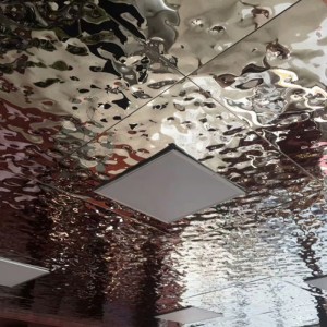 AISI 304 Decorative Stamped Water Ripple Wave Pattern Mirror Silver Stainless Steel Bending Cutting Sheet for Ceiling Decoration