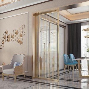 ३०४ ३१६ होटल लिविंग रूम डिवीजन के लिए विभिन्न शैलियों सोने के रंग स्टेनलेस स्टील विभाजन स्क्रीन