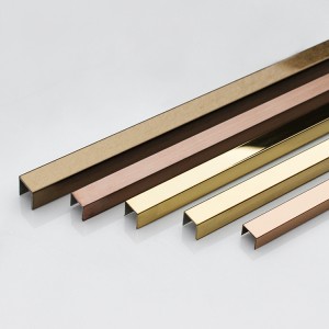 Stainless Steel Tile Trim U shape 304 Grade Modern Style Trim Strip Metal Tile Profile For Floor And Edges Decorative