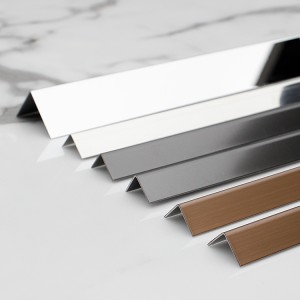 SS 201 304 color pvd coating rose gold hairline finish stainless steel L shape internal corner tile edge trim