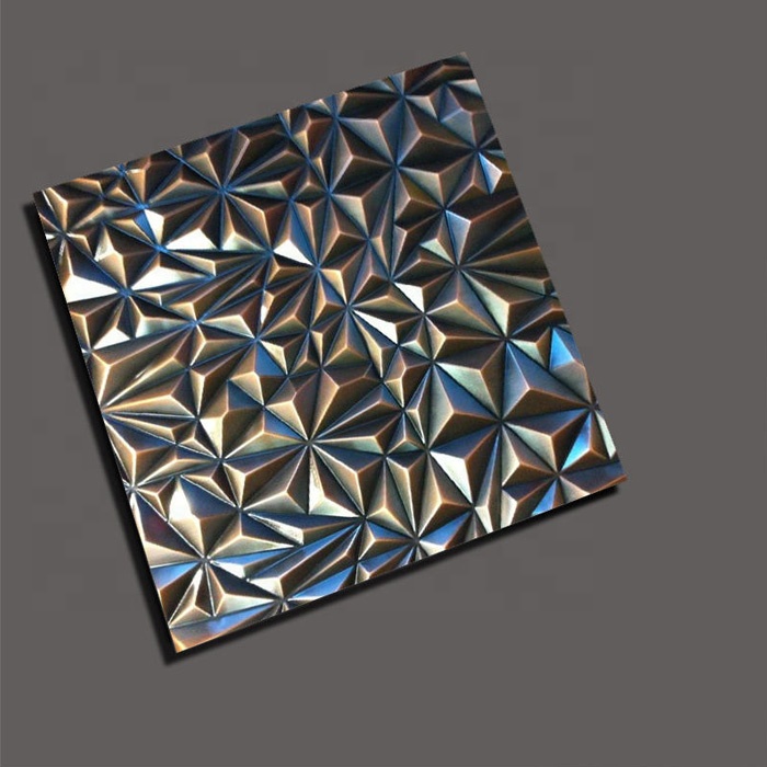 304 High Quality Stainless Steel 4X8 Mirror Stamped Color 3D Design Metal Sheet for Ceiling Wall Panel Decor Featured Image