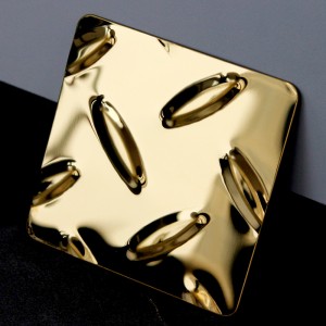 SUS 201 304 Embossed finish gold stainless steel decorative sheet checkered stainless steel sheet – Hermes steel