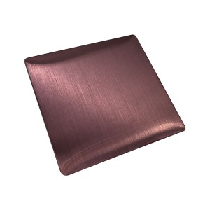 Acabado de liña de pelo 304 316 de mellor calidade 4 × 8 Chapa decorativa de metal de revestimento de cor PVD de ouro rosa para decoración de marco de portas