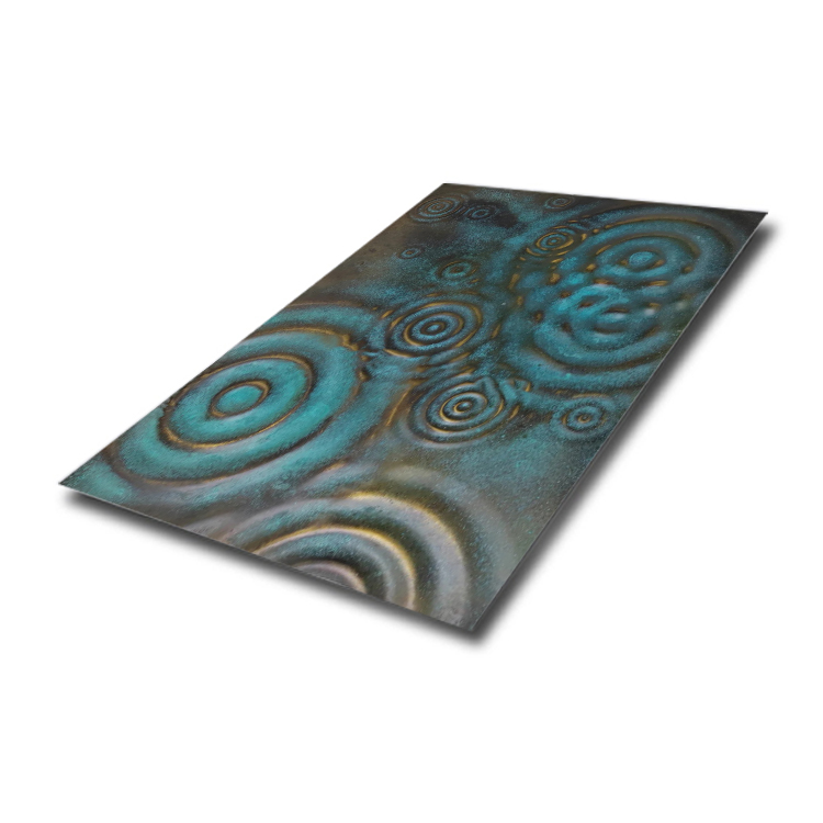 Stamped SS Sheet_Copper Patina Finish_Raindrop Ripple Pattern 01