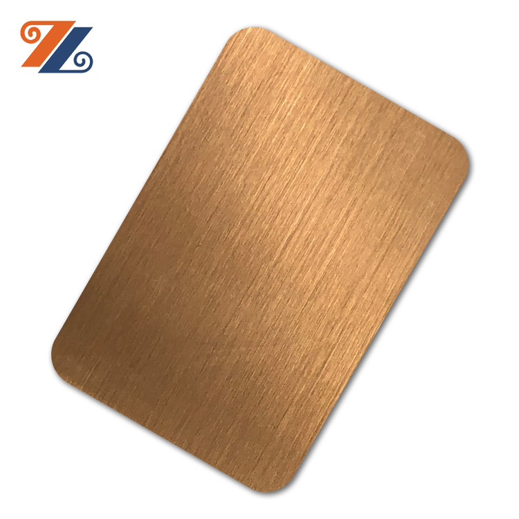 Ss 304 316 Rose Gold Hairline Finished in Brushed Stainless Steel Plate