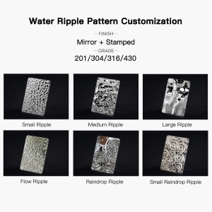 Grand 304 8K Mirror Effect Raindrop Ripple Pattern Stamped Stainless Steel Sheet for Hotel Decoration