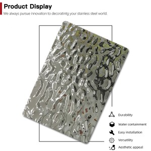 Decorative Wall Panels Water Ripple Stainless Steel Sheet 304 Pvd Color Mirror Water Ripple Stamped Stainless Steel Color Sheet