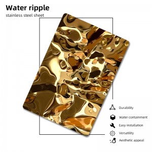 PVD color copper golden mirror decorative stainless steel stamped sheet 304 water ripple stainless steel sheet for Wall Panel Ceiling Decoration