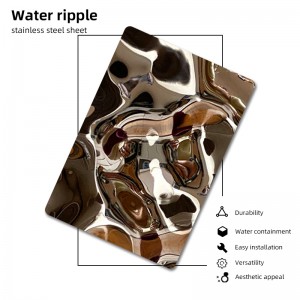 sliver mirror water ripple stainless steel sheet 304 decorative wall panels pvd color coating water ripple stamped stainless steel sheet