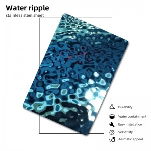 blue mirror stamped water ripple stainless steel sheet for ceiling wall decoration