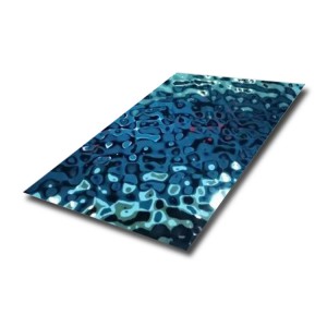 blue mirror stamped water ripple stainless steel sheet for ceiling wall decoration