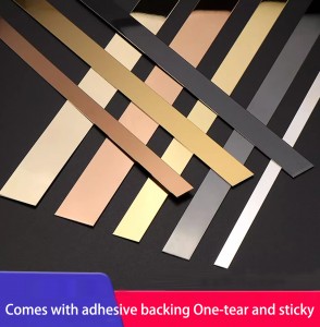 201 304 Stainless Steel Self-adhesive Flat Trim Mirror Strips Stainless Steel Self-adhesive Decorative Strip