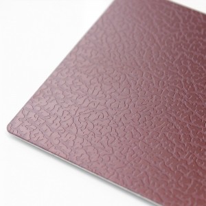 stainless steel embossed plate pvd color rose Red Leather grain embossed stainless steel sheet