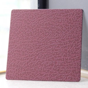 stainless steel embossed plate pvd color rose Red Leather grain embossed stainless steel sheet