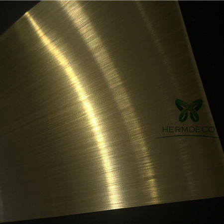 Discount wholesale Metal Wall Cladding -
 Good Quality Pvd Titanium Stainless Steel Sheet Gold Hairline-HM-HL002 – Hermes Steel