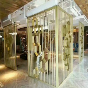 Gold Metal Room Divider 201 304 316 Stainless Steel Hanging Screen Partition