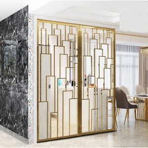 Gold Metal Room Divider 201 304 316 Stainless Steel Hanging Screen Partition