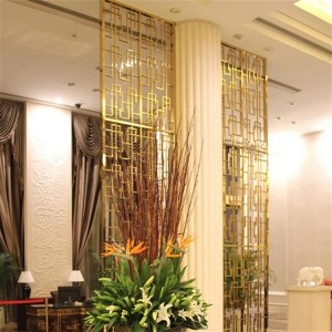 Elegant hot sale products grade 201 304 316 gold hairline stainless steel metal surface laser cutting partition for decoration