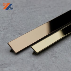 SS 304 0.6mm Pvd Gold Mirror T Shape Profile Decorative Stainless Steel Tile Trims