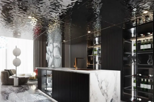 Mirror Sliver Water Ripple Stainless Steel Sheets Ceiling Panels for Hotel Restaurant Wall Cladding