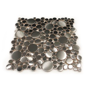 Silver pebble mosaic stainless steel metal mosaic Cobblestone shaped wall mosaic