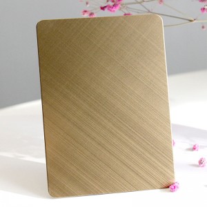brushed finish decorative stainless steel sheet – cross hairline yellow rose stainless steel sheets