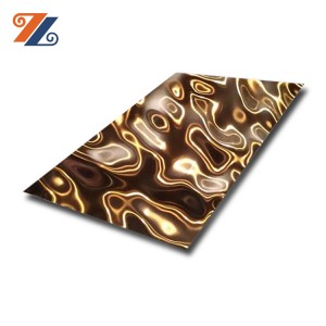 201 304 8K Mirror Color Stamped Water Ripple Stainless Steel Sheet for Ceiling Decoration