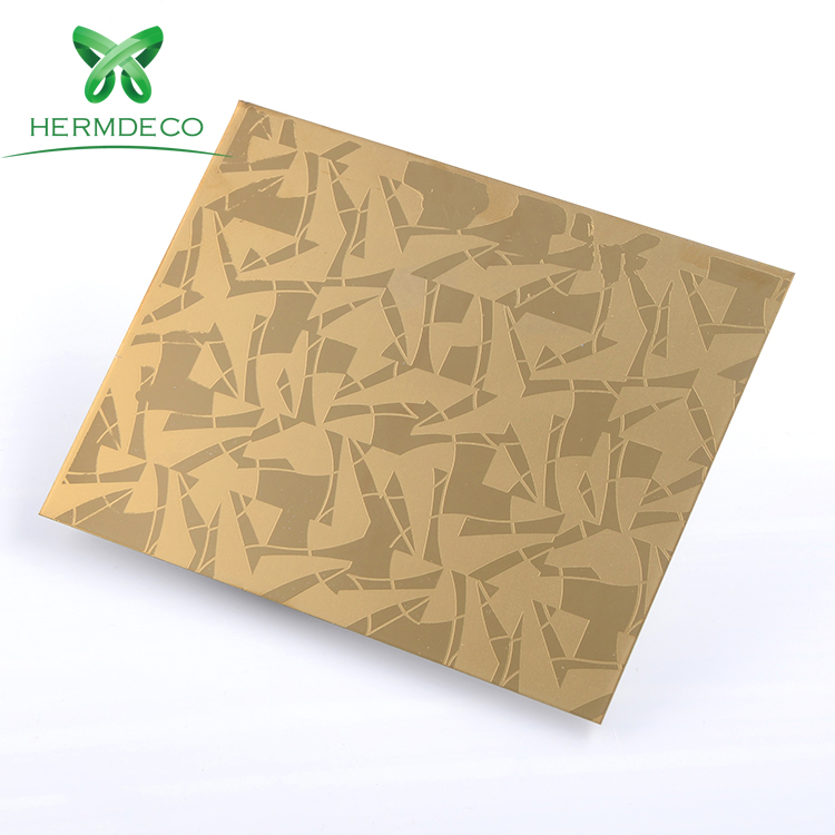 China Wholesale Etched Stainless Steel Sheet Factory – 
 Titanium 304 201 316 Gold Mirror Etched Pattern Stainless Steel Sheets for Decoration or Elevator Cabin or Door- HM-ET012 – Herm...