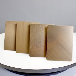 304 Stainless Steel Hairline Finish Champagne Gold Color Coating Metal Sheet for Hotel Wall Panel Skirting Line